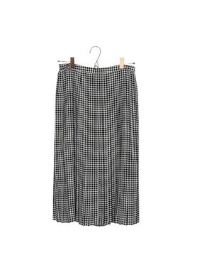 J. Crew Women’s Herringbone print pleated midi skirt black and white size 6